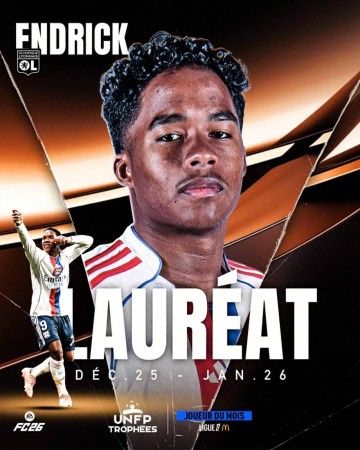 19岁皇马前锋冬窗外租至里昂 3轮3球1助 当选法甲1月最佳球员